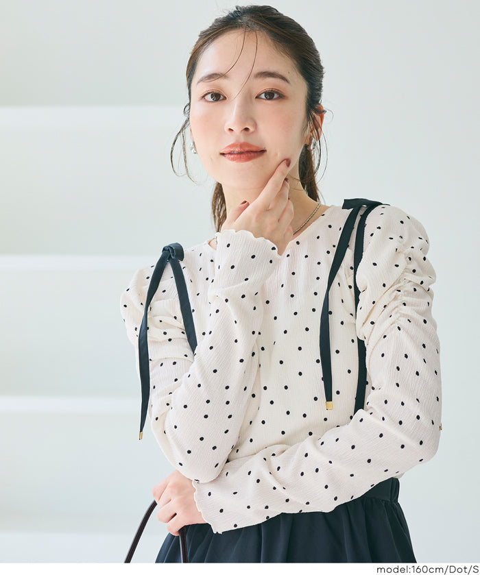 抽皺造型長袖楊柳上衣