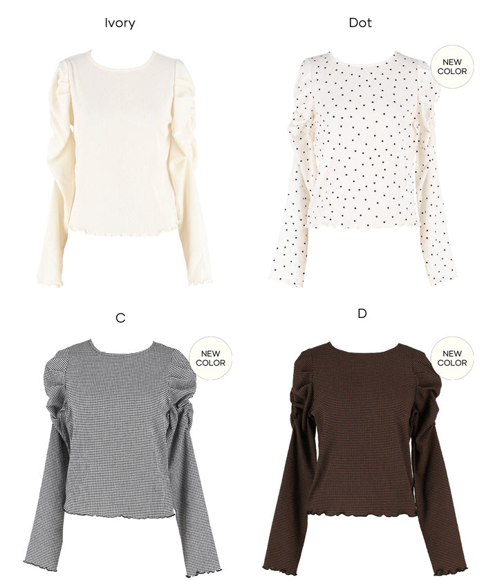 抽皺造型長袖楊柳上衣