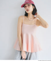 荷葉邊針織細肩帶上衣