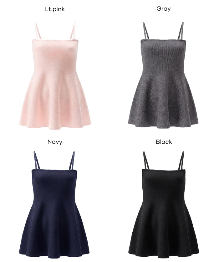 荷葉邊針織細肩帶上衣