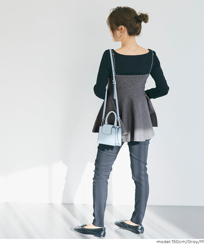 荷葉邊針織細肩帶上衣