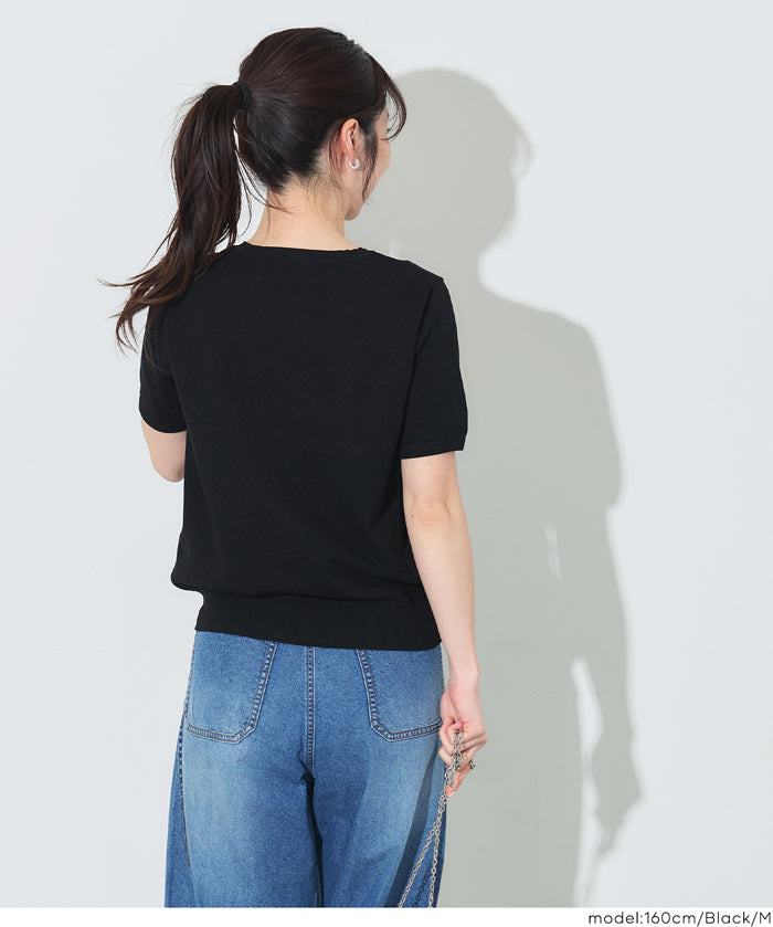 涼感刺繡LOGO針織上衣