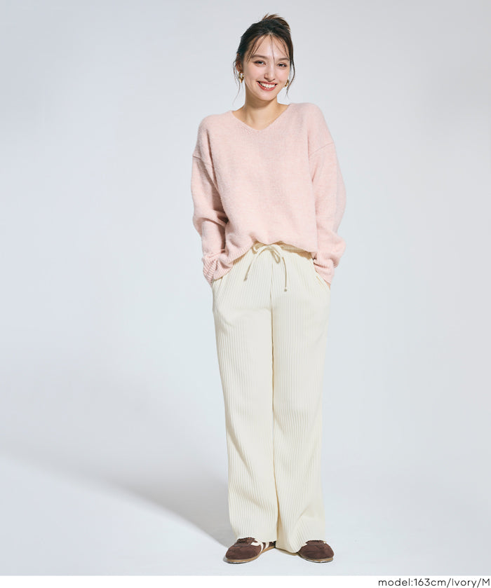 【DAILY WARM】內刷毛喬其羅紋長褲