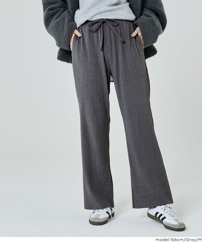 【DAILY WARM】內刷毛喬其羅紋長褲