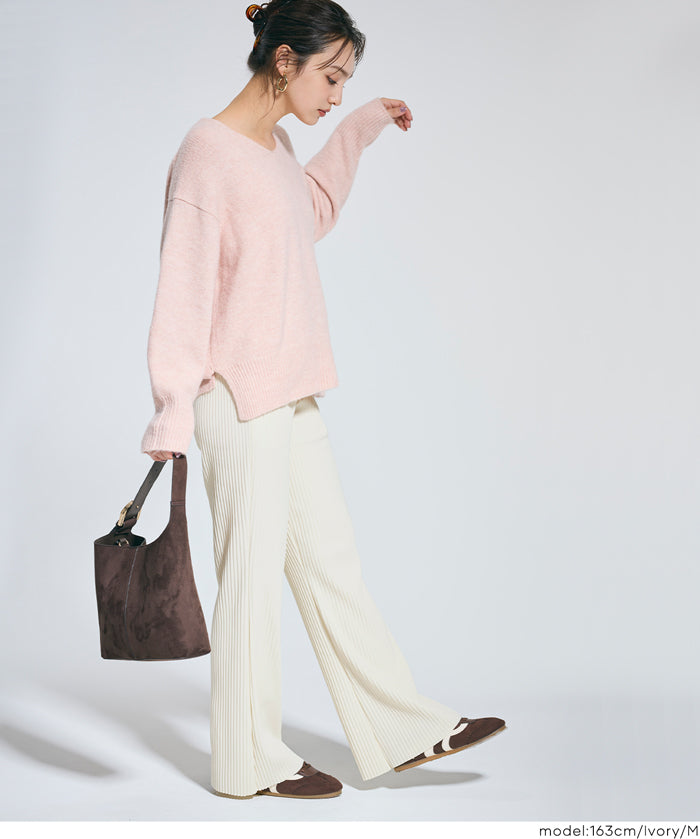 【DAILY WARM】內刷毛喬其羅紋長褲