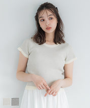 短版條紋合身針織上衣