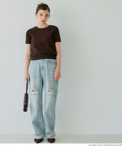 麻花針織短袖上衣