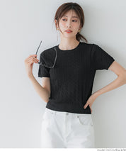 麻花針織短袖上衣