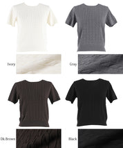 麻花針織短袖上衣