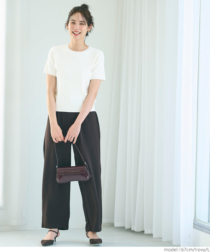 麻花針織短袖上衣