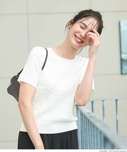 麻花針織短袖上衣