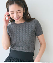 麻花針織短袖上衣