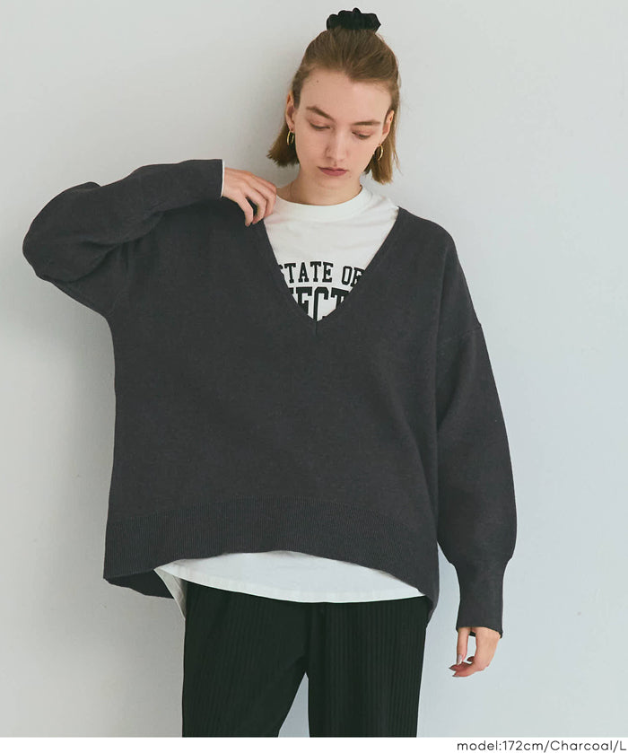 深V領軟糯針織上衣