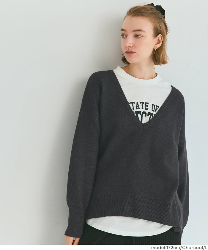 深V領軟糯針織上衣