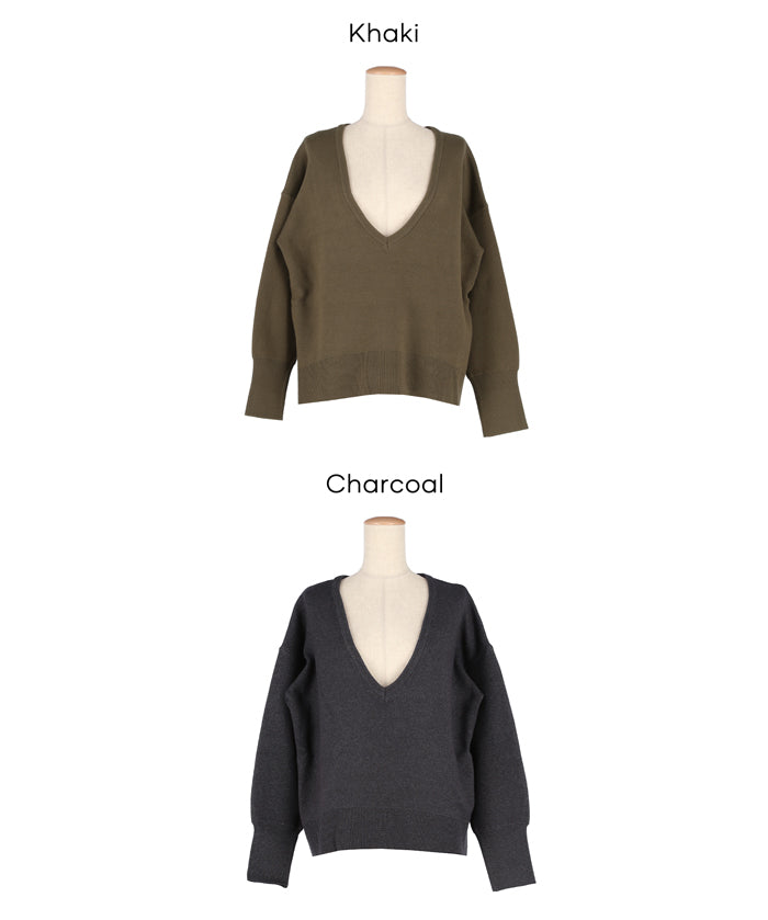 深V領軟糯針織上衣