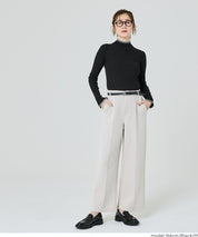 安哥拉觸感撞色高領針織上衣