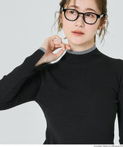 安哥拉觸感撞色高領針織上衣