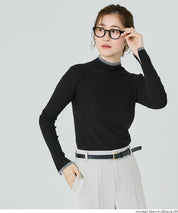 安哥拉觸感撞色高領針織上衣