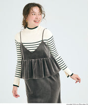 安哥拉觸感撞色高領針織上衣