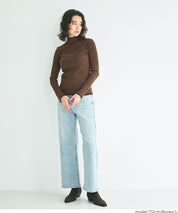 安哥拉觸感撞色高領針織上衣