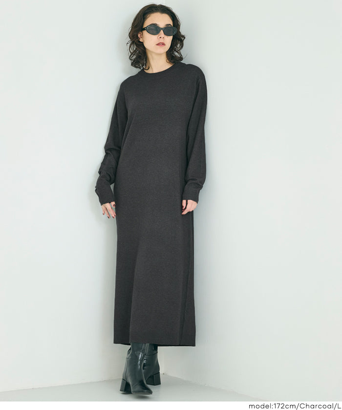 針織長版洋裝