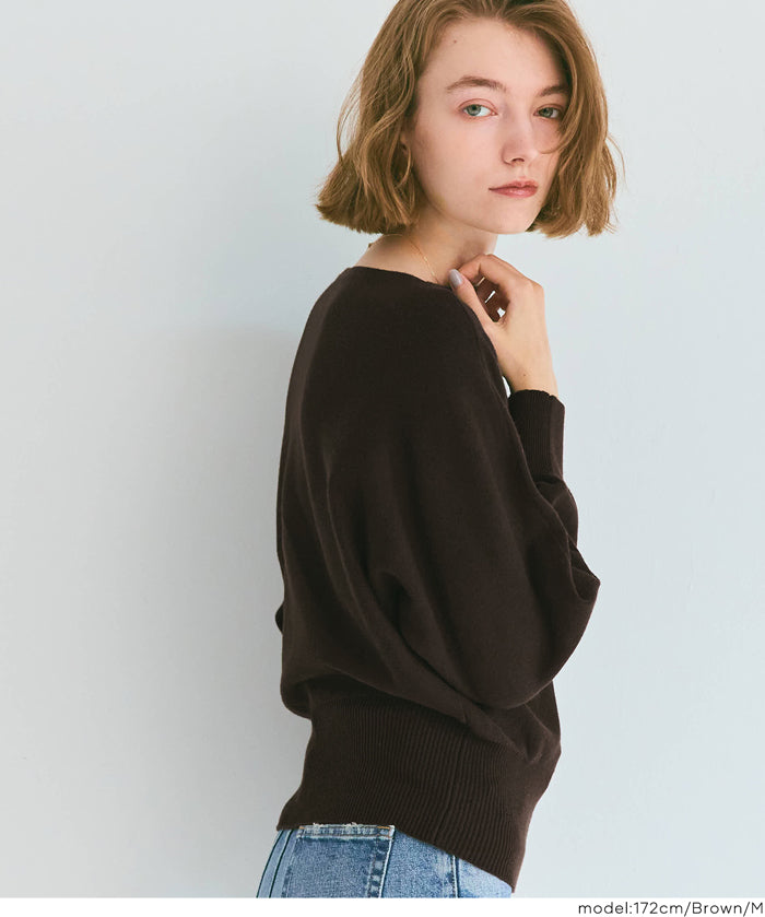 船領蝙蝠袖針織上衣