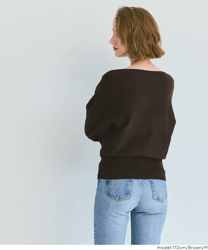 船領蝙蝠袖針織上衣