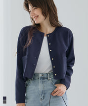 金扣圓領針織開襟衫