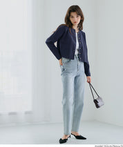 金扣圓領針織開襟衫