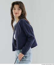 金扣圓領針織開襟衫