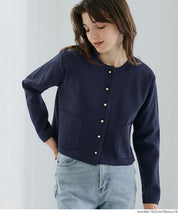 金扣圓領針織開襟衫