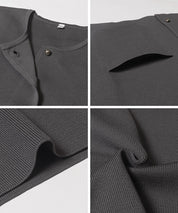 金扣圓領針織開襟衫