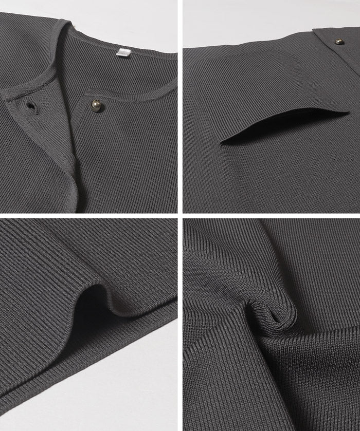 金扣圓領針織開襟衫