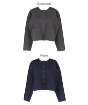 金扣圓領針織開襟衫