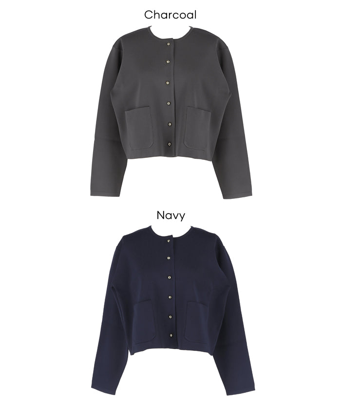 金扣圓領針織開襟衫