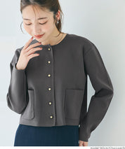 金扣圓領針織開襟衫