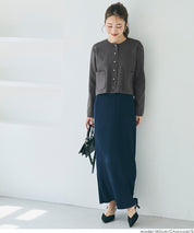 金扣圓領針織開襟衫