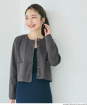 金扣圓領針織開襟衫