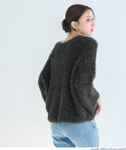 細閃毛絨造型針織上衣