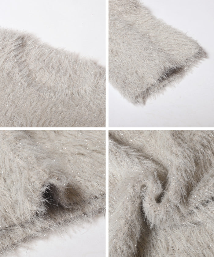 細閃毛絨造型針織上衣