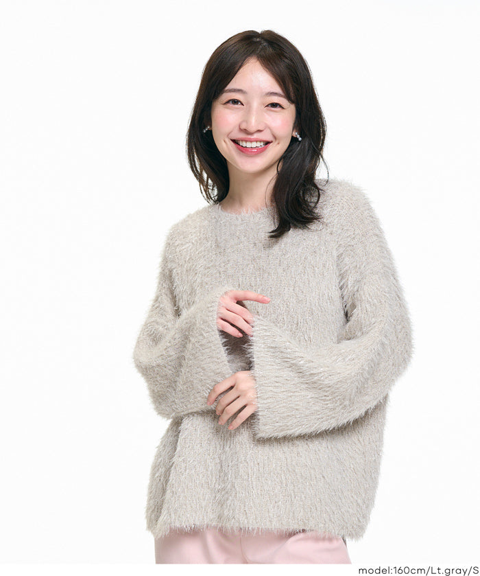 細閃毛絨造型針織上衣