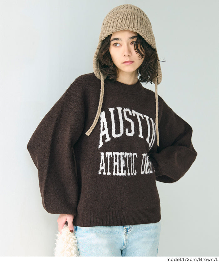 LOGO圓領長袖毛衣