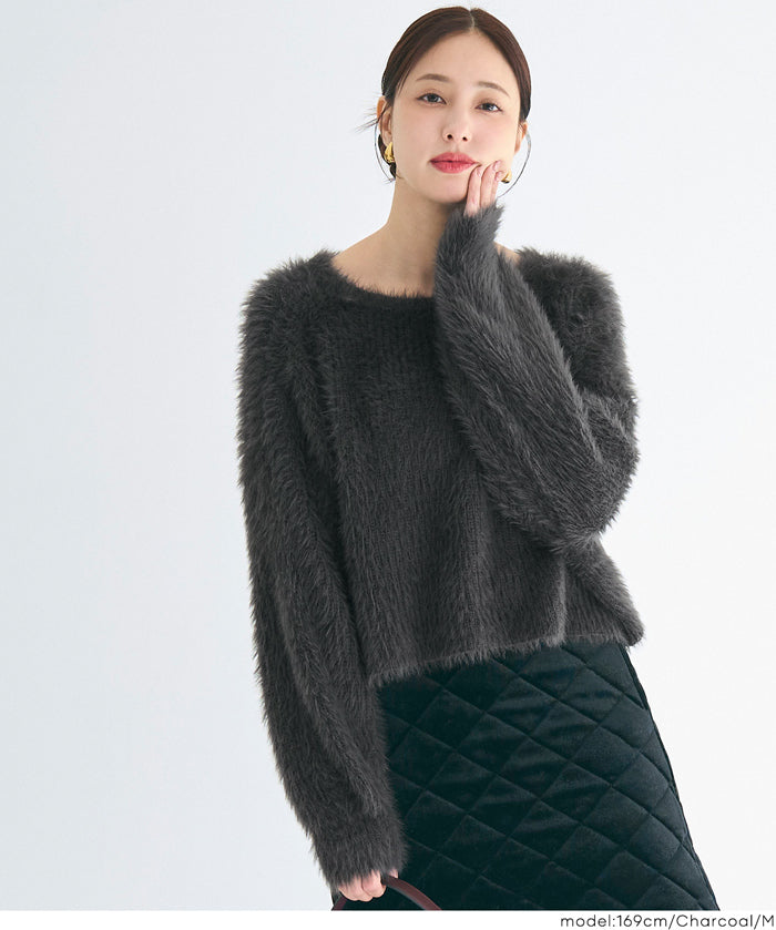 2way蝴蝶結毛絨針織開衫