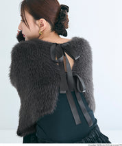 2way蝴蝶結毛絨針織開衫