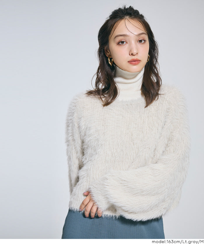 2way蝴蝶結毛絨針織開衫