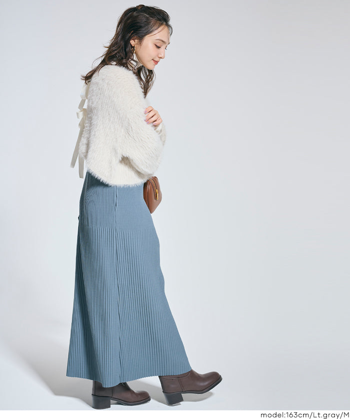 2way蝴蝶結毛絨針織開衫