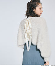 2way蝴蝶結毛絨針織開衫