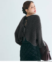 2way蝴蝶結毛絨針織開衫