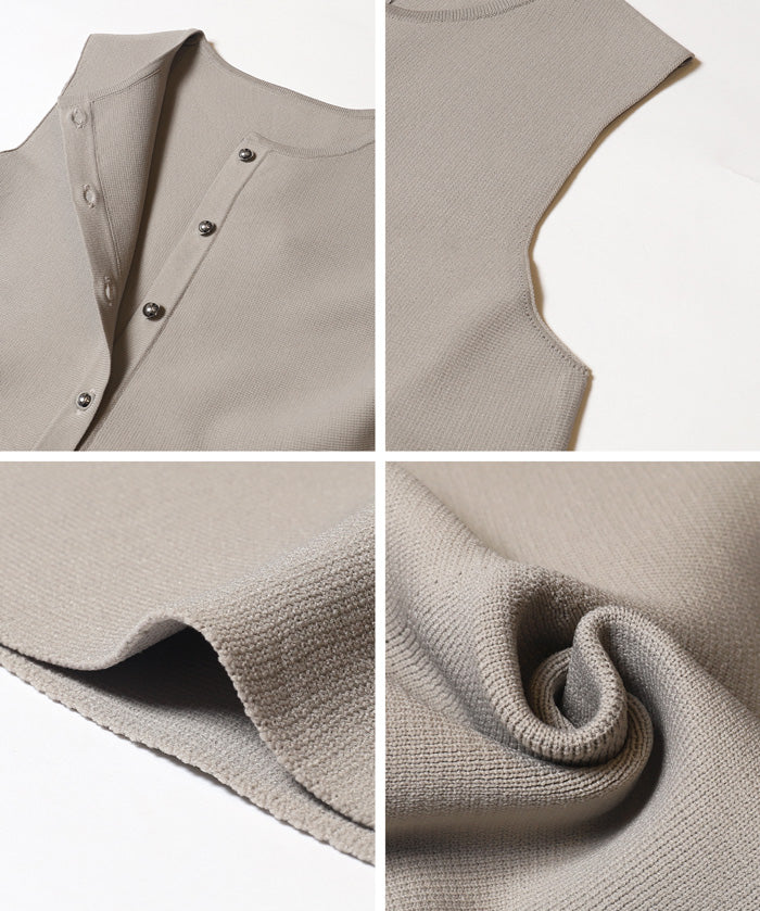 銀扣荷葉邊針織背心