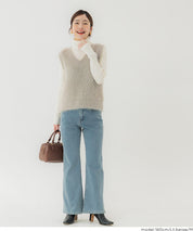 亮片蓬鬆長毛V領針織背心